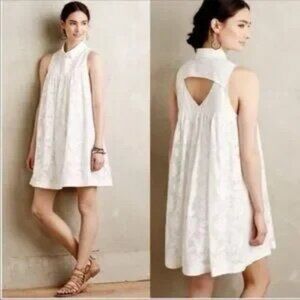 Anthropologie HD in Paris White Lace Poplin Swing Dress